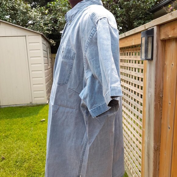 Stonewashed Cotton Shirt Blue Size 2X 56" Chest Wind River Outfitting - Picture 9 of 10